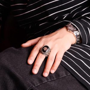 İki Başlı Kartal Yüzüğü, 925 Ayar Gümüş Yüzük, Erkek Yüzüğü, El Yapımı Yüzük, Kartal Yüzüğü - Görsel 3