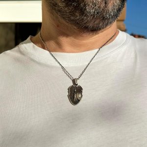 925 Ayar Gümüş, Spartalı Savaşçı Kolye, Erkekler için Hediye Gümüş Zincir ile - Görsel 2