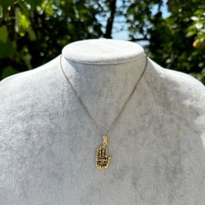 925 Ayar Gümüş Hamsa Kolye Ucu - El Yapımı Kolye - Görsel 3