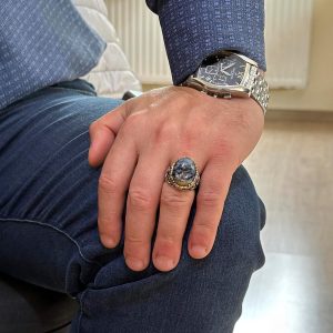 Doğal Pietersite Ağırlık Yüzük Taş Yüzük - 925 Ayar Gümüş Yüzük Erkekler İçin, Farklı Yüzük - Görsel 3