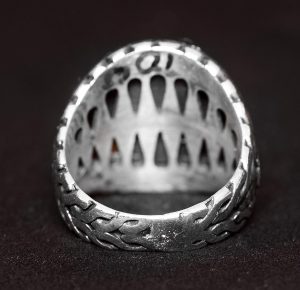 925 Ayar Gümüş Erkek Yüzük - Gece Yıldızı Mavi Yapay Taş - Şık El Yapımı Takı - Osmanlı İmparatorluğu Tugrası - Görsel 6