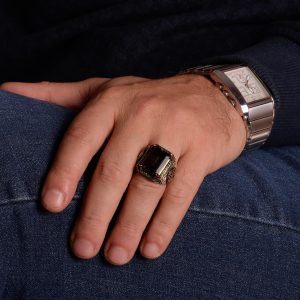 Gerçek Doğal Dumanlı Kuvars Taşlı Yüzük, Gümüş Taşlı Yüzük, 925 Gümüş Yüzük - Görsel 3