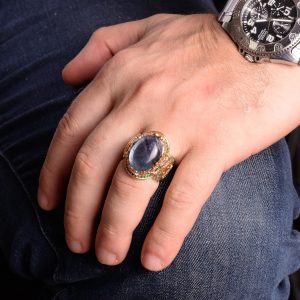 Gerçek Doğal Florit Taşı Yüzük, Sultan Yüzük, 925 Ayar Gümüş Yüzük Erkekler İçin, Hediye İçin - Görsel 3