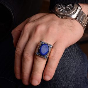 Gerçek Doğal Druzy Kuvars Kristal Taş Yüzük, İslami Yüzük, 925 Ayar Gümüş Yüzük Erkekler için - Görsel 6