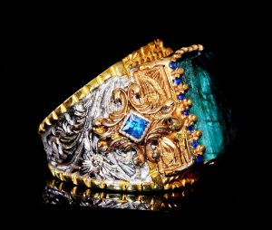 925 Ayar Gümüş Erkek Yüzük, Kral Yüzük, Doğal Dikdörtgen Zümrüt Taş - Görsel 4