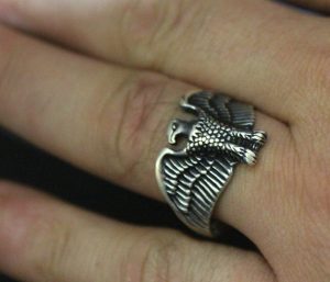 925 Ayar Gümüş Unisex İki Başlı Kartal Yüzük - Kartal Sembolü Takı - Görsel 5