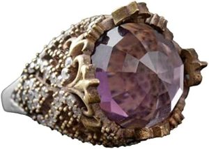 Sultan Yüzüğü, 925 Ayar Gümüş Yüzük, Osmanlı Tarzı, Yapay Taş Yüzük - Görsel 1