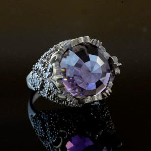 Sultan Yüzüğü, 925 Ayar Gümüş Yüzük, Osmanlı Tarzı, Yapay Taş Yüzük - Görsel 6