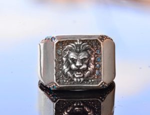 El Yapımı 925 Ayar Gümüş Erkek Aslan Yüzük - Cesur ve Güçlü Tasarım - Görsel 5