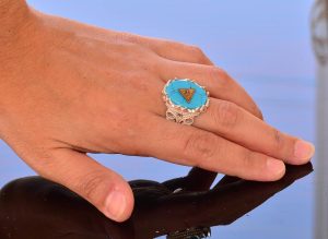 El Yapımı 925 Ayar Gümüş Erkek Yüzük, Gizemli Ezoterik Sembol, Turkuaz Taşı, Ayrıntılı Sinyet Tasarımı, Tılsım Yüzük (Kötü Göz Piramidi) - Görsel 6