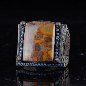 Gerçek Doğal Jasper Taşı Yüzük - 925 Ayar Gümüş İslami Yüzük - El Yapımı Vintage Tasarım - Görsel 6