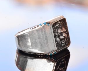 El Yapımı 925 Ayar Gümüş Erkek Aslan Yüzük - Cesur ve Güçlü Tasarım - Görsel 4