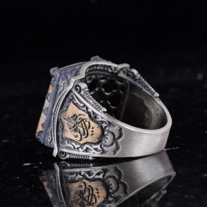 Gerçek Doğal Jasper Taşı Yüzük - 925 Ayar Gümüş İslami Yüzük - El Yapımı Vintage Tasarım - Görsel 7