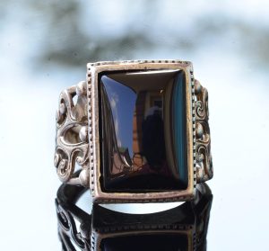 Doğal Obsidan Taş Yüzük, El Yapımı Yüzük, 925 Ayar Gümüş Yüzük, siyah - Görsel 5