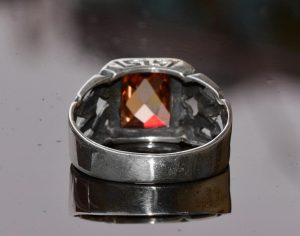 El Yapımı 925 Ayar Gümüş Erkek Yüzük, Sitrin Taşı, Yunan Aztek Minimalist Tasarım, Erkek Takısı - Görsel 5