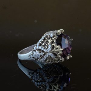 Sultan Yüzüğü, 925 Ayar Gümüş Yüzük, Osmanlı Tarzı, Yapay Taş Yüzük - Görsel 4