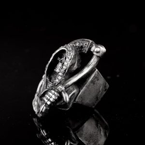 925 Ayar Gümüş İskelet Yüzük, Erkek Yüzükleri, Gotik Yüzük, El Yapımı Yüzük, Azrail Yüzük - Görsel 3