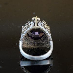 Sultan Yüzüğü, 925 Ayar Gümüş Yüzük, Osmanlı Tarzı, Yapay Taş Yüzük - Görsel 7