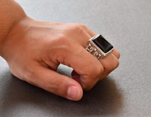 Doğal Obsidan Taş Yüzük, El Yapımı Yüzük, 925 Ayar Gümüş Yüzük, siyah - Görsel 7