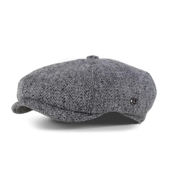 Gri Balık Sırtı Desenli Kaşe Kışlık Kumaş Erkek Kasket Şapka (Terletmez Astar)