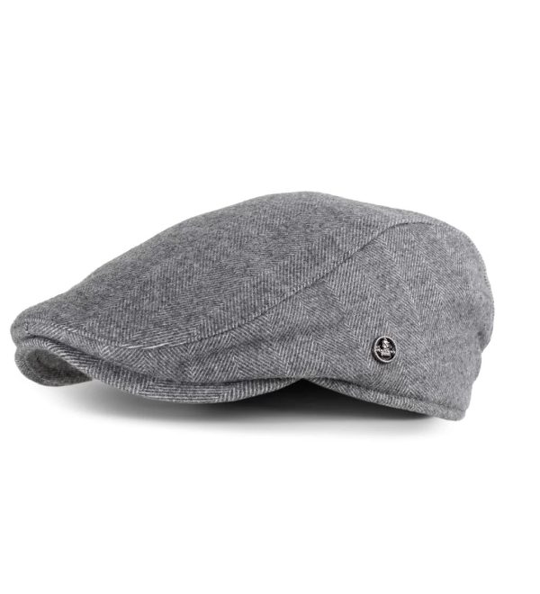 Gri Çizgili Yünlü Kaşe Kışlık Kumaş Kasket Şapka (Terletmez Saten Astar)