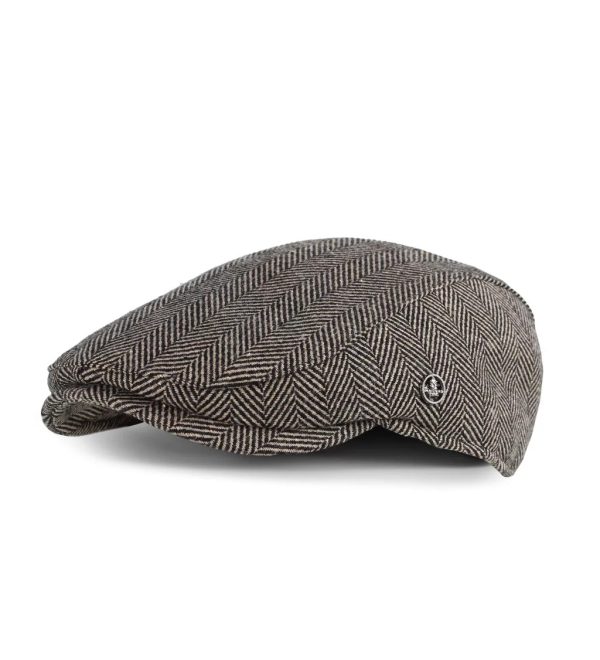 Kahverengi Siyah Çizgili Yünlü Kaşe Kışlık Kumaş Kasket Şapka (Terletmez Saten Astar)