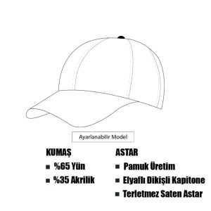 Lacivert Yünlü Kaşe Kışlık Kumaş Erkek Spor Şapka / Terletmez Saten Astar - Görsel 5