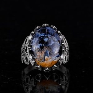 Doğal Pietersite Taş Yüzük, 925 Ayar Gümüş Yüzük Erkekler İçin - Görsel 3