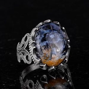 Doğal Pietersite Taş Yüzük, 925 Ayar Gümüş Yüzük Erkekler İçin - Görsel 4