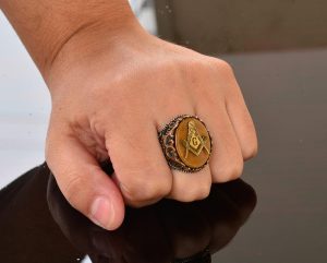 Doğal Kaplan Göz Taşı Yüzük - El Yapımı 925 Ayar Gümüş Masonic Tasarım Erkekler için - Görsel 6