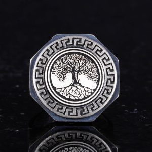 Gümüş Yüzük - Yunan Anahtarı Tasarımı ile Erkek Yüzük - Görsel 4