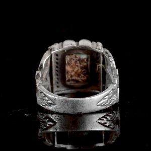 Gümüş Yüzük - El Yapımı Turkuaz Taşlı Şık Yüzük Erkekler için - Görsel 7