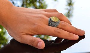 925 Ayar Gümüş Yüzük - Vintage Tasarım Doğal Arizona Turkuaz - Görsel 6