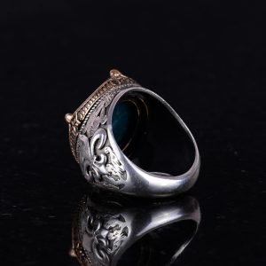 Gümüş Yüzük - El Yapımı Doğal Taşlı Yeşil Kan Taşı - Görsel 6