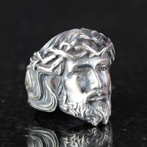 Gümüş Yüzük - El Yapımı İsa Taçlı Erkek Yüzük - Görsel 5