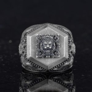 925 Ayar Gümüş Yüzük - Aslan Figürlü Şık Tasarım Erkek Yüzüğü - Görsel 4