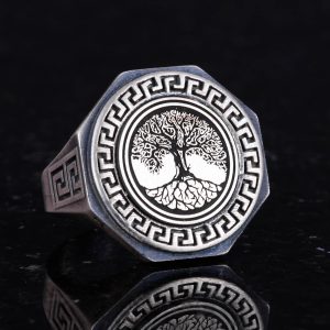 Gümüş Yüzük - Yunan Anahtarı Tasarımı ile Erkek Yüzük - Görsel 5