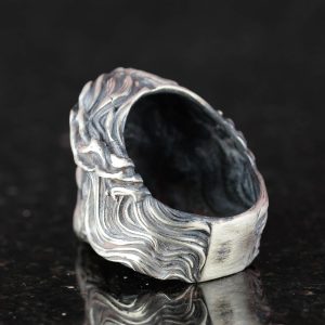 Gümüş Yüzük - El Yapımı İsa Taçlı Erkek Yüzük - Görsel 6