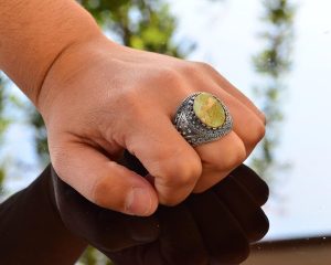 925 Ayar Gümüş Yüzük - Vintage Tasarım Doğal Arizona Turkuaz - Görsel 7