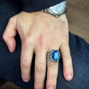 925 Ayar Gümüş Yüzük - El Yapımı Doğal Drusy Kristal Kuvars - Görsel 3