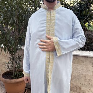 Jubbah Açık Mavi, Müslüman Uzun Kurta, Müslüman Giysileri, Namaz Cübbesi Harakani Yeşil, Cübbe, Punto Jubbah, İslam Erkek Giyim - Görsel 3