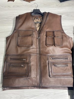 Erkek Giyim, %100 Yumuşak Deri Yelek, Siyah Erkek Hakiki Deri Yelek, Fermuarlı Yelek, Kolsuz Ceket, Erkek Deri Yelek, Dar Kesim - Görsel 3