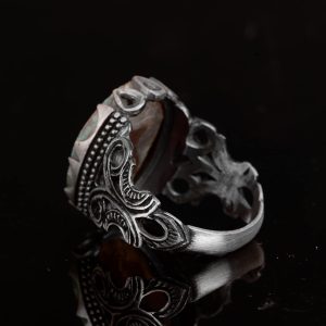 Kambo Real Natural Arizona Turquoise Gemstone Ring For Men, Handmade Jewelry, 925K Sterling Silver Ring (Style-5) - Görsel 7